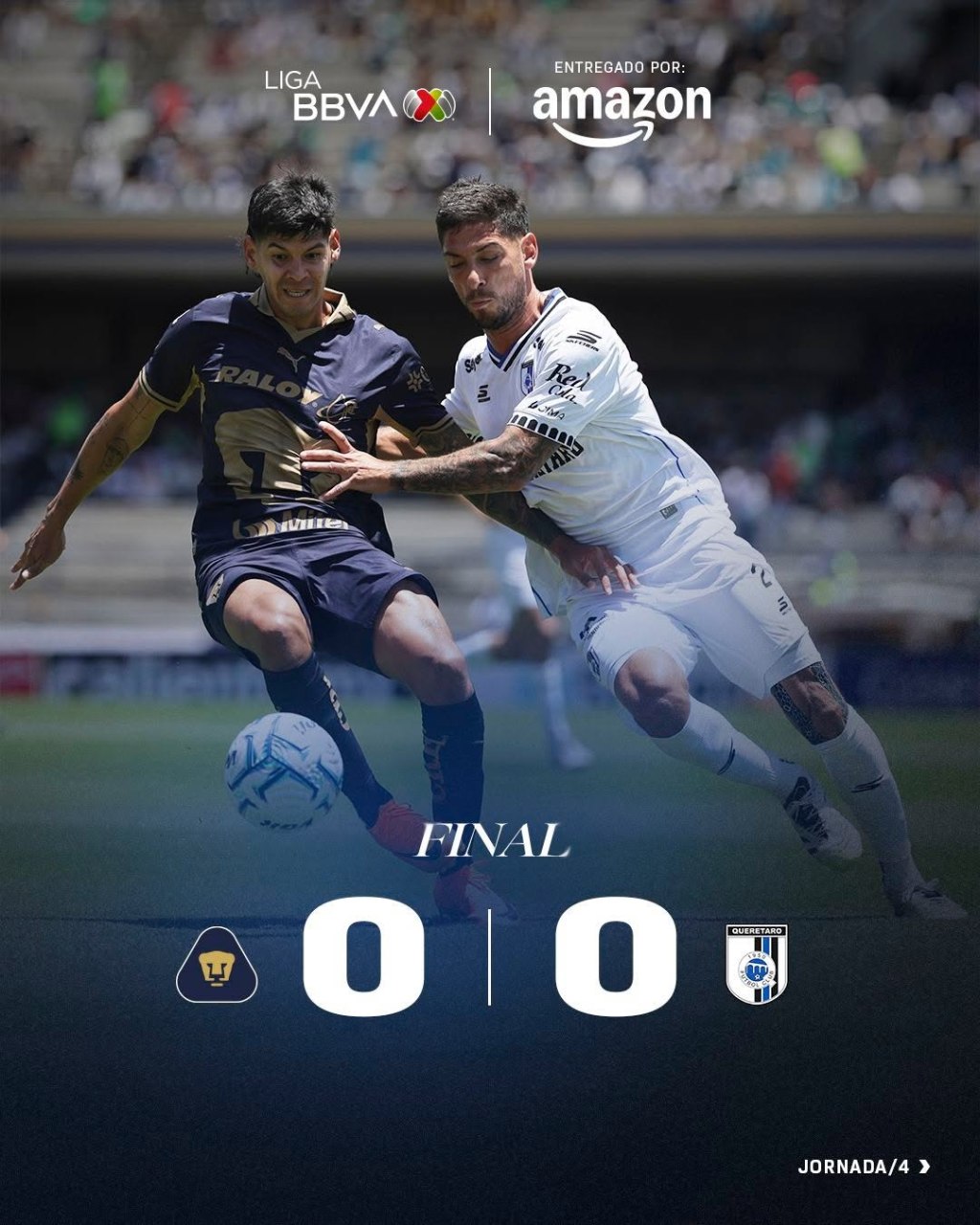 En CU, PUMAS y QUERÉTARO EMPATAN 0-0 en la JORNADA 4 del Apertura 2026 de la Liga&nbsp;MX