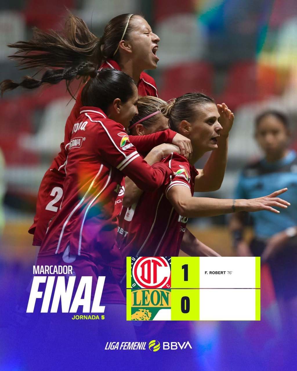 TOLUCA FEMENIL SE IMPONE 1-0 a LEÓN FEMENIL en la Jornada 5 del A26 de la LIGA BBVA&nbsp;FEMENIL