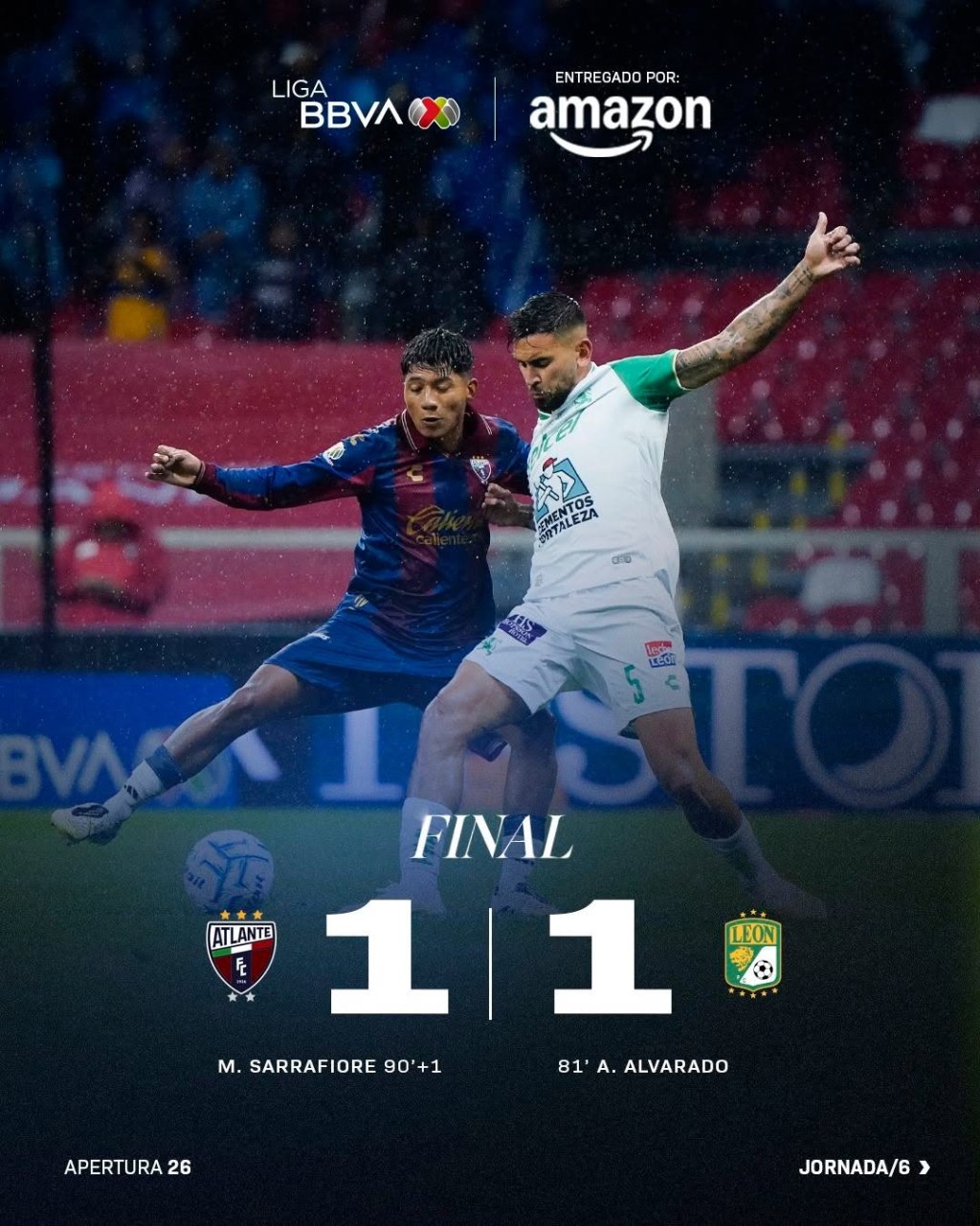 ATLANTE RESCATA el EMPATE 1-1 CONTRA LEÓN en la Jornada 6 del Apertura 2026 de la Liga&nbsp;MX