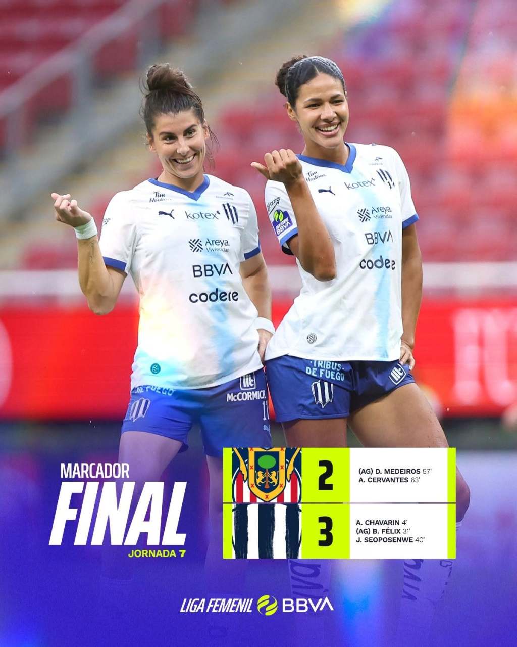 DRAMÁTICO TRIUNFO de RAYADAS 2-3 sobre Chivas Femenil en la Fecha 7 del A26 de la Liga Femenil&nbsp;BBVA